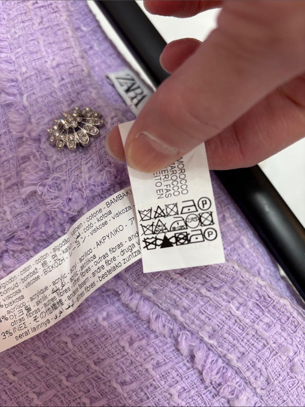 NWT ZARA Lilac Tweed Pencil Skirt with Decorative Crystal Buttons - Picture 8 of 8